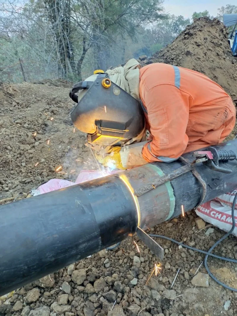 Vectras welder working on a pipeline joint